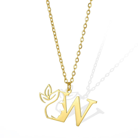 Wholesale Unisex Stainless Steel And Copper Letter Necklace With Hollow Portrait And Cross Chain Electroplated