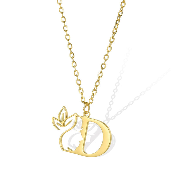 Wholesale Unisex Stainless Steel And Copper Letter Necklace With Hollow Portrait And Cross Chain Electroplated