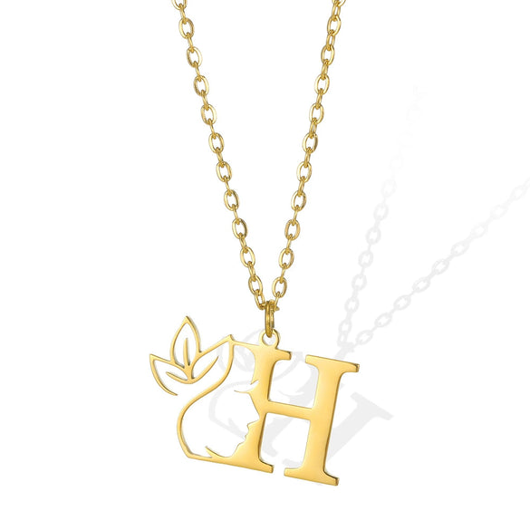 Wholesale Unisex Stainless Steel And Copper Letter Necklace With Hollow Portrait And Cross Chain Electroplated