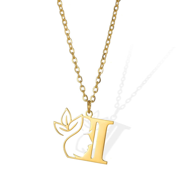 Wholesale Unisex Stainless Steel And Copper Letter Necklace With Hollow Portrait And Cross Chain Electroplated