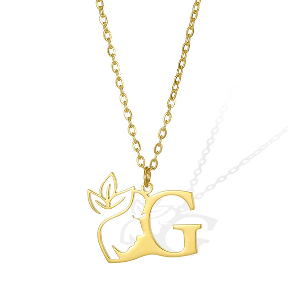 Wholesale Unisex Stainless Steel And Copper Letter Necklace With Hollow Portrait And Cross Chain Electroplated