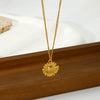 Wholesale Unisex Stainless Steel And Titanium Steel Flower Pendant Necklace With 18K Gold Plating