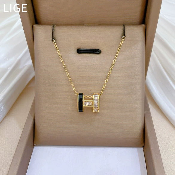 Wholesale Unisex Stainless Steel Animal Zodiac Cartoon Style Full Diamond Necklace