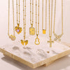Wholesale Unisex Stainless Steel Cross Butterfly Heart Pendant Necklace With 18K Gold Plated Electroplating