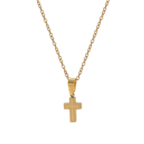 Wholesale Unisex Stainless Steel Cross Crown Roman Numerals Goldplated Necklace Earrings Jewelry Set