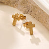 Wholesale Unisex Stainless Steel Cross Crown Roman Numerals Goldplated Necklace Earrings Jewelry Set