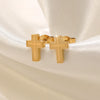 Wholesale Unisex Stainless Steel Cross Crown Roman Numerals Goldplated Necklace Earrings Jewelry Set