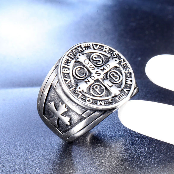Wholesale Unisex Stainless Steel Cross Ring With Geometric Design And Polishing Finish