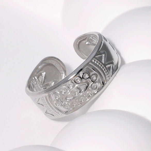 Wholesale Unisex Stainless Steel Electroplated Devil's Eye Open Ring Hand Jewelry