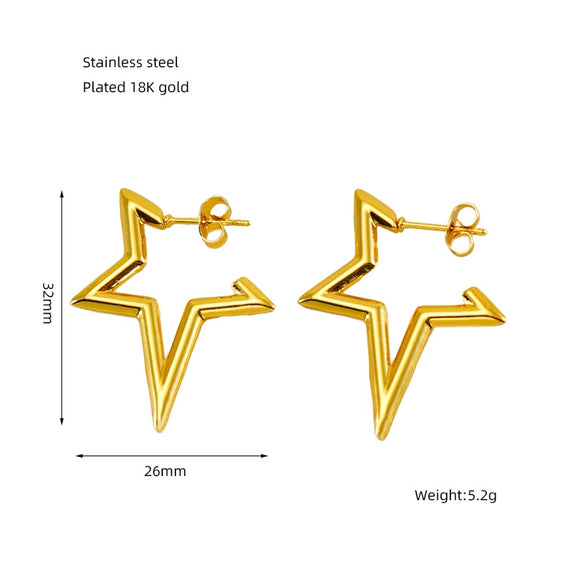 Wholesale Unisex Stainless Steel Electroplated Geometric Round Woven Hoop Earrings With Ushaped And Star Patterns