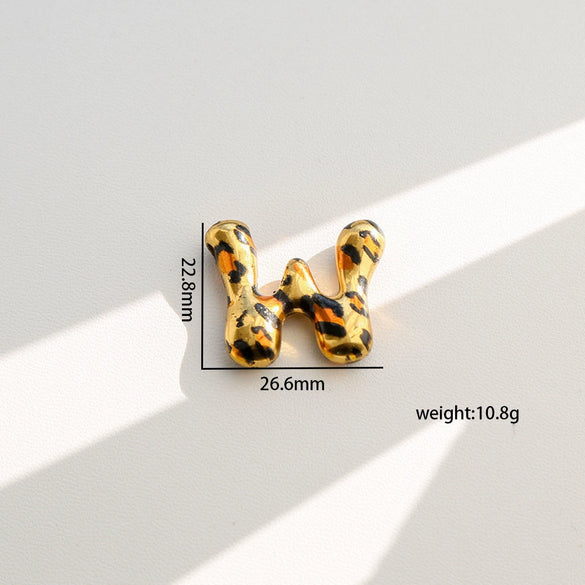 Wholesale Unisex Stainless Steel Electroplated Leopard Print Letter Pendant Cross Chain Necklace
