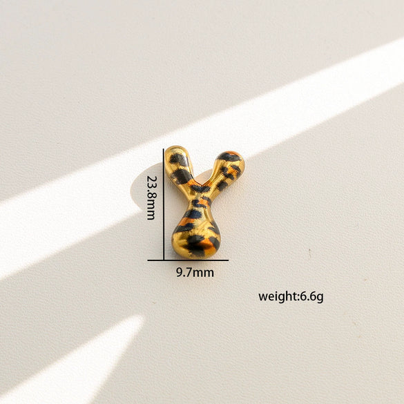 Wholesale Unisex Stainless Steel Electroplated Leopard Print Letter Pendant Cross Chain Necklace