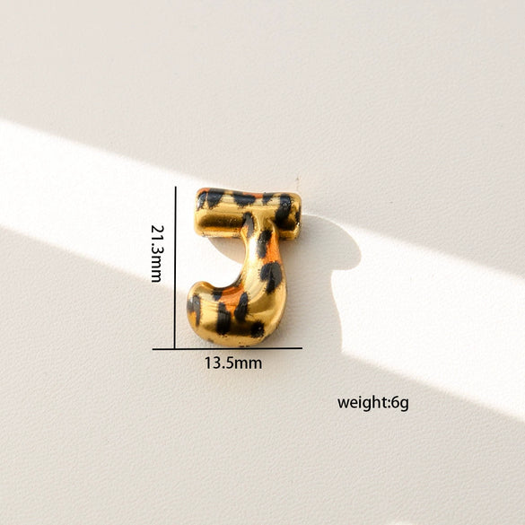 Wholesale Unisex Stainless Steel Electroplated Leopard Print Letter Pendant Cross Chain Necklace