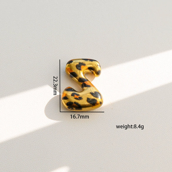 Wholesale Unisex Stainless Steel Electroplated Leopard Print Letter Pendant Cross Chain Necklace