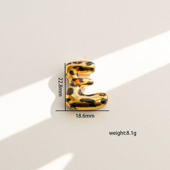 Wholesale Unisex Stainless Steel Electroplated Leopard Print Letter Pendant Cross Chain Necklace