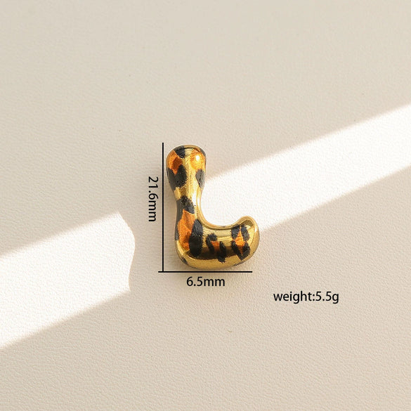 Wholesale Unisex Stainless Steel Electroplated Leopard Print Letter Pendant Cross Chain Necklace