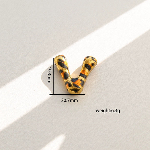 Wholesale Unisex Stainless Steel Electroplated Leopard Print Letter Pendant Cross Chain Necklace