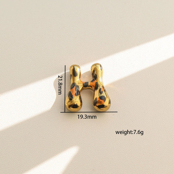 Wholesale Unisex Stainless Steel Electroplated Leopard Print Letter Pendant Cross Chain Necklace