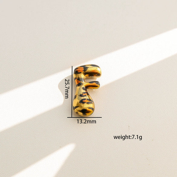 Wholesale Unisex Stainless Steel Electroplated Leopard Print Letter Pendant Cross Chain Necklace