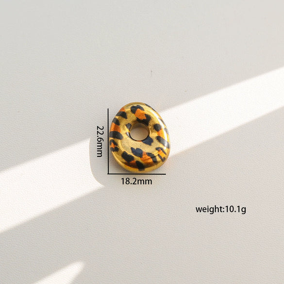 Wholesale Unisex Stainless Steel Electroplated Leopard Print Letter Pendant Cross Chain Necklace