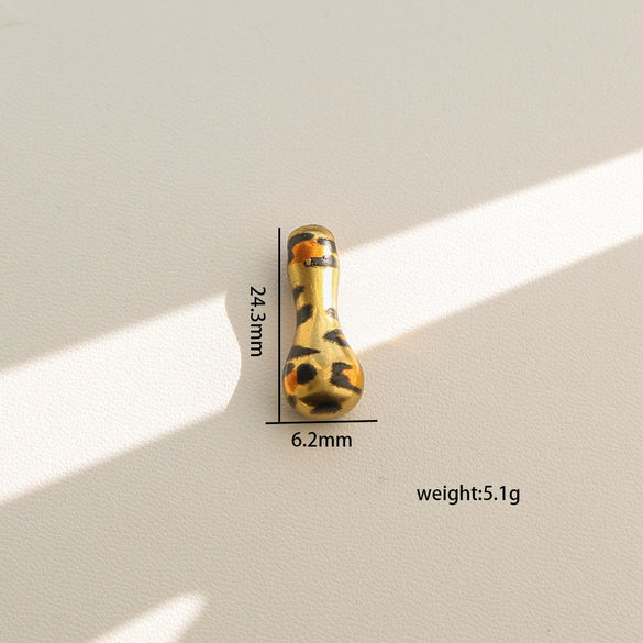 Wholesale Unisex Stainless Steel Electroplated Leopard Print Letter Pendant Cross Chain Necklace
