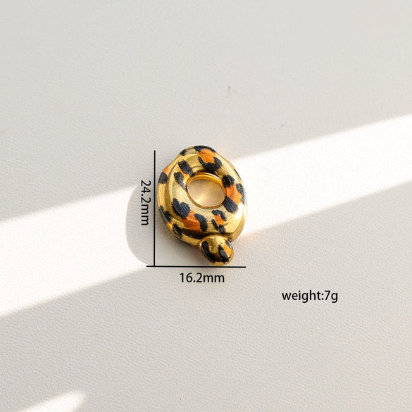 Wholesale Unisex Stainless Steel Electroplated Leopard Print Letter Pendant Cross Chain Necklace