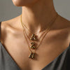 Wholesale Unisex Stainless Steel Electroplated Leopard Print Letter Pendant Cross Chain Necklace