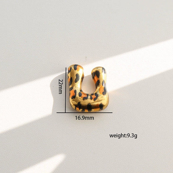 Wholesale Unisex Stainless Steel Electroplated Leopard Print Letter Pendant Cross Chain Necklace