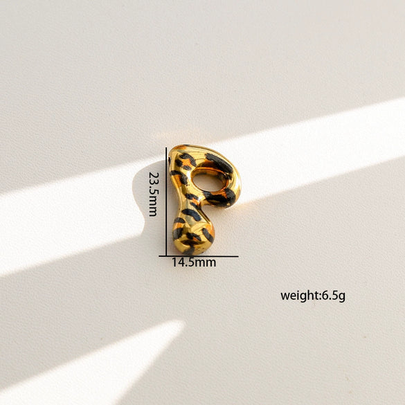 Wholesale Unisex Stainless Steel Electroplated Leopard Print Letter Pendant Cross Chain Necklace