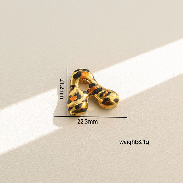 Wholesale Unisex Stainless Steel Electroplated Leopard Print Letter Pendant Cross Chain Necklace