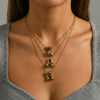 Wholesale Unisex Stainless Steel Electroplated Leopard Print Letter Pendant Cross Chain Necklace