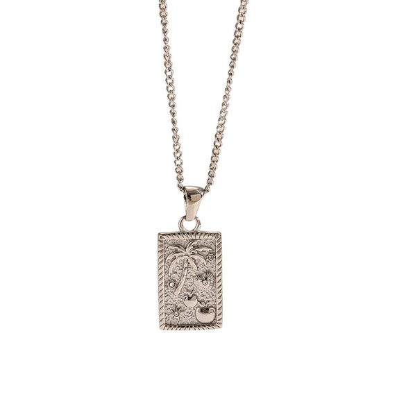 Wholesale Unisex Stainless Steel Geometric Animal Wolf Head Pendant Necklace With Electroplating Design And Cross Chain