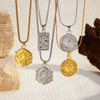 Wholesale Unisex Stainless Steel Geometric Animal Wolf Head Pendant Necklace With Electroplating Design And Cross Chain