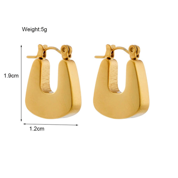 Wholesale Unisex Stainless Steel Geometric Bag Shape Earrings With Electroplating Simple And Fashionable Style