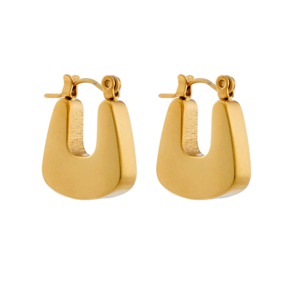 Wholesale Unisex Stainless Steel Geometric Bag Shape Earrings With Electroplating Simple And Fashionable Style