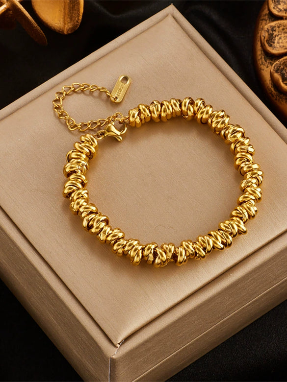 Wholesale Unisex Stainless Steel Geometric Circle Thick Chain Bracelet With Electroplating