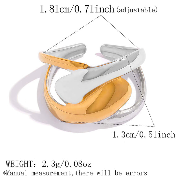 Wholesale Unisex Stainless Steel Geometric Cross Lines Ring With Pvd Furnace Vacuum Real Gold Plating