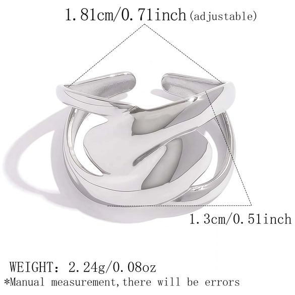 Wholesale Unisex Stainless Steel Geometric Cross Lines Ring With Pvd Furnace Vacuum Real Gold Plating