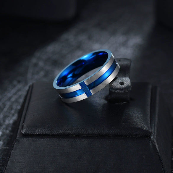 Wholesale Unisex Stainless Steel Geometric Cross Ring With Electroplating