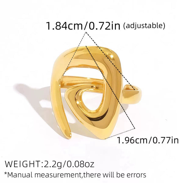 Wholesale Unisex Stainless Steel Geometric Line Rings With Pvd Furnace Vacuum Real Gold Plating