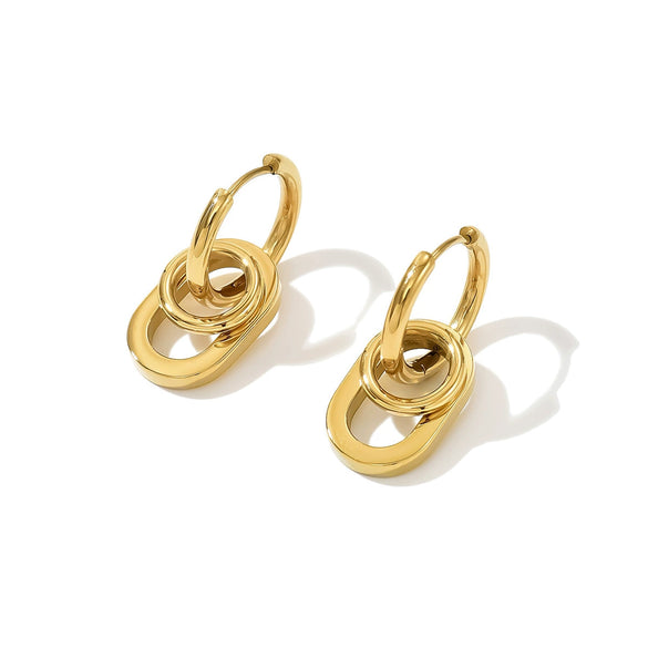 Wholesale Unisex Stainless Steel Geometric Multilayer Hoop Earrings And Star Ear Clips With Vacuum Plating In The Furnace