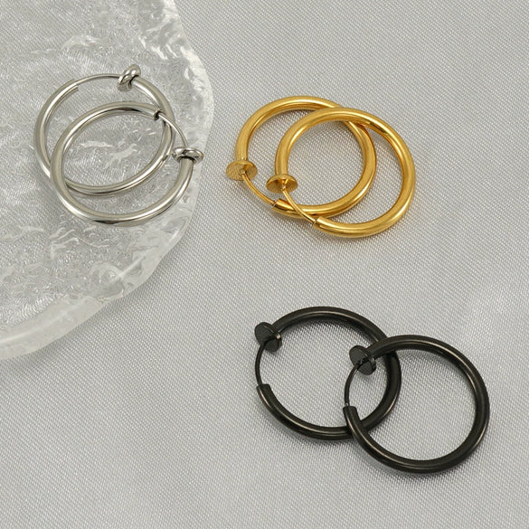 Wholesale Unisex Stainless Steel Geometric Nonpierced Round Ear Clip With Electroplating