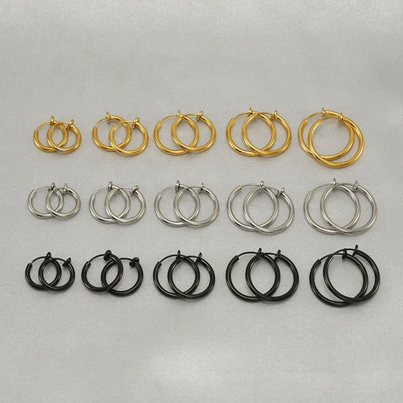 Wholesale Unisex Stainless Steel Geometric Nonpierced Round Ear Clip With Electroplating
