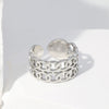 Wholesale Unisex Stainless Steel Geometric Open Double Chain Ring With Electroplating Retro And Fashionable