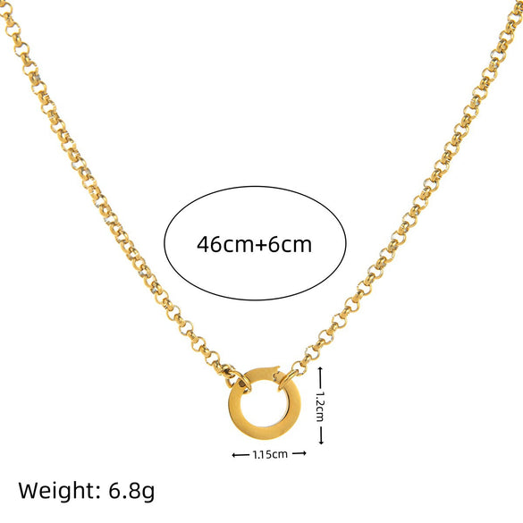 Wholesale Unisex Stainless Steel Geometric Pattern Electroplated 18K Gold Color Retention Adjustable Chain Necklace With Birthstone Pendants