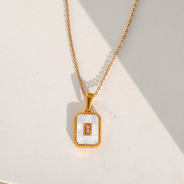 Wholesale Unisex Stainless Steel Geometric Square Electroplated Pendant Cross Chain Necklace