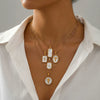 Wholesale Unisex Stainless Steel Geometric Square Electroplated Pendant Cross Chain Necklace