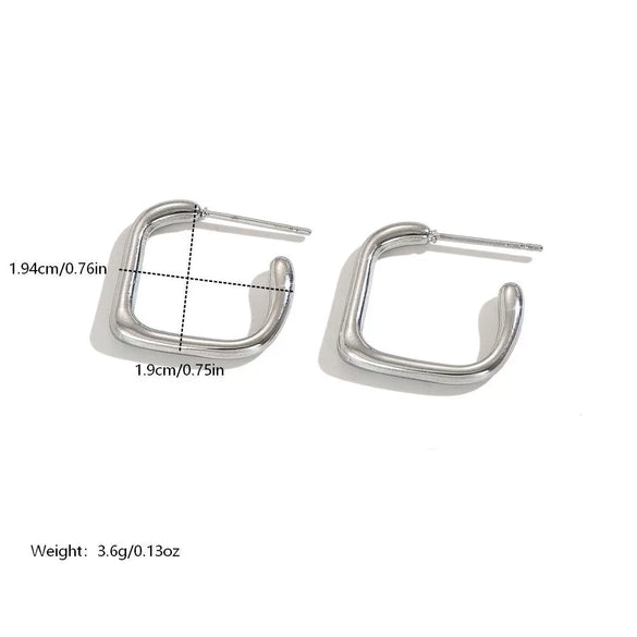 Wholesale Unisex Stainless Steel Geometric Square Hoop Earrings With Polished Finish