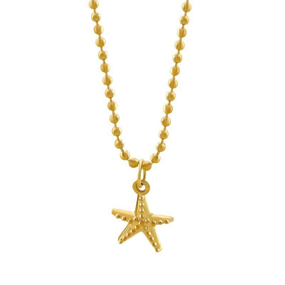 Wholesale Unisex Stainless Steel Geometric Starfish Pendant Necklace With Electroplating And Bead Chain