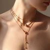 Wholesale Unisex Stainless Steel Goldcolored Ushaped Geometric Light Luxury Style Polished Multilayer Clavicle Necklace